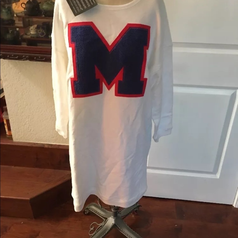 MSGM  Logo Patch White Tunic Dress Cotton Italy